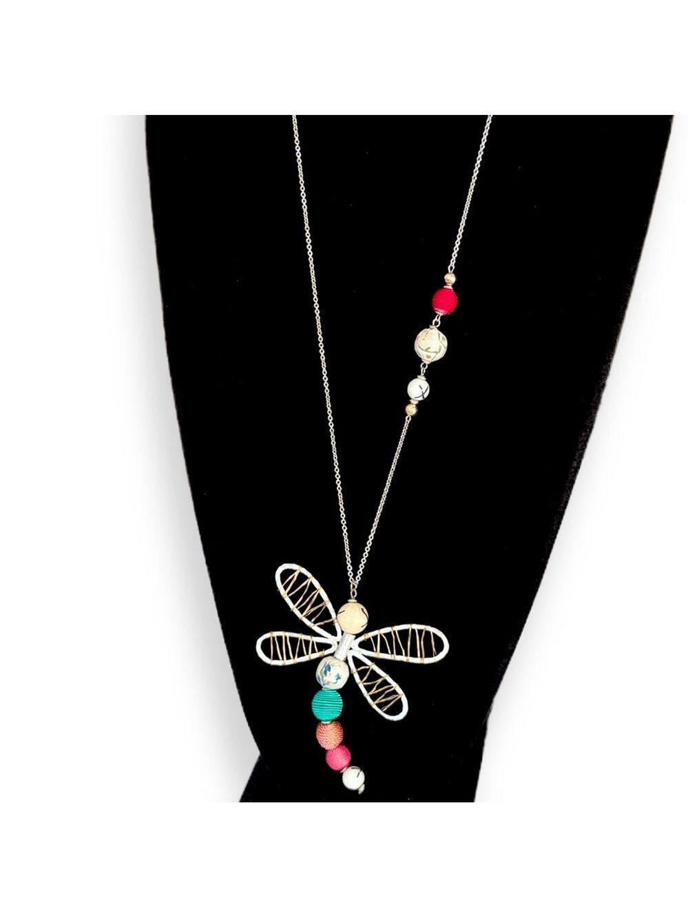 JJill Colorful Dragonfly Pendant Necklace New - Picture 3 of 7